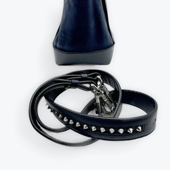 Christian Louboutin Navy Blue Top Handle Spiked 2way Eloise Tote Bag Satchel Sm - Picture 11 of 15